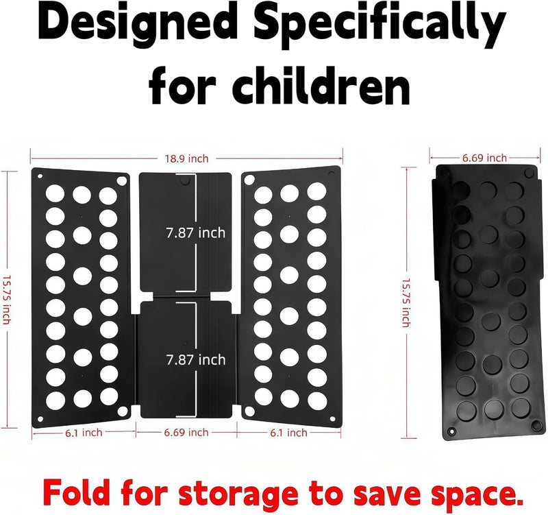 WQQWQQ Kids Clothes Folding Board, Small Size for 2-8 Years Old,Foldable Tool for Home Storage for Kids Laundry Organizer, Not for Adult Use（black） - Image 3
